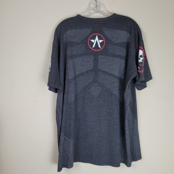 Affliction T-Shirt Mens 2XL Grunge Gray Y2K Skull Short Sleeve - Picture 4 of 7